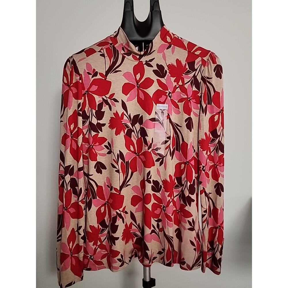 Liz Claiborne Burgundy Cowl Neck Long Sleeve Top Size Small